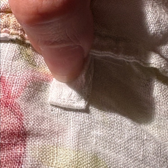 120% LINO WHITE FLORAL LINEN VNECK BOHO BLOUSE WOMENS 44 MEDIUM - Picture 4 of 4